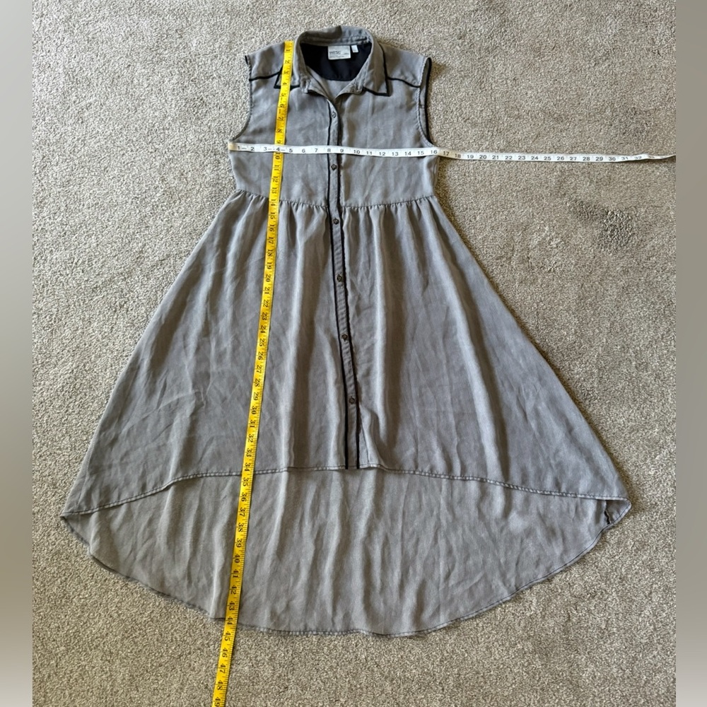 WeZC Summer sleeveless button-down dress size S gathered waist high-low striped - Picture 6 of 11